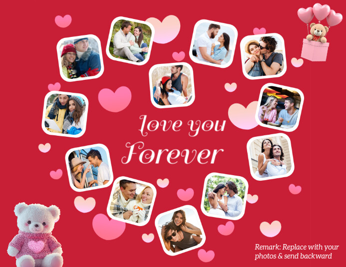Romantic Valentine Heart Shape Photo Collage Template PosterMyWall