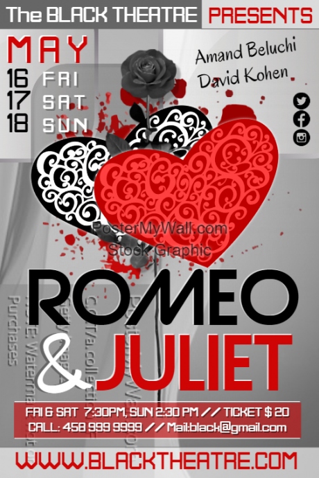 romeo template postermywall theatre poster template