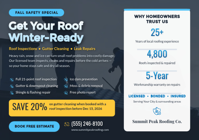 Roof Inspection And Repair A4 Template | PosterMyWall