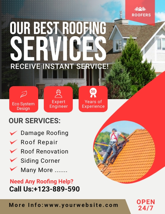 Plantilla de Roofing Contractor Flyer Template PosterMyWall