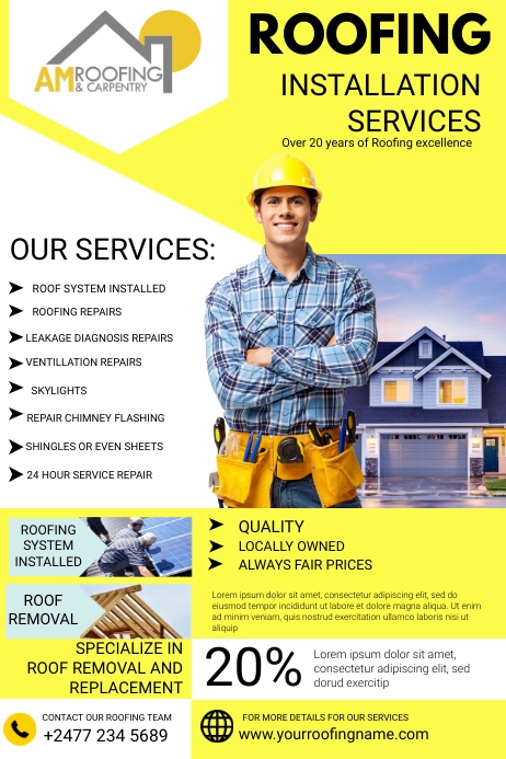Copy of roofing installation service flyer | PosterMyWall