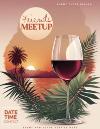 Rooftop Chill Vibes Flyer for Sunset Friendship Meetup template