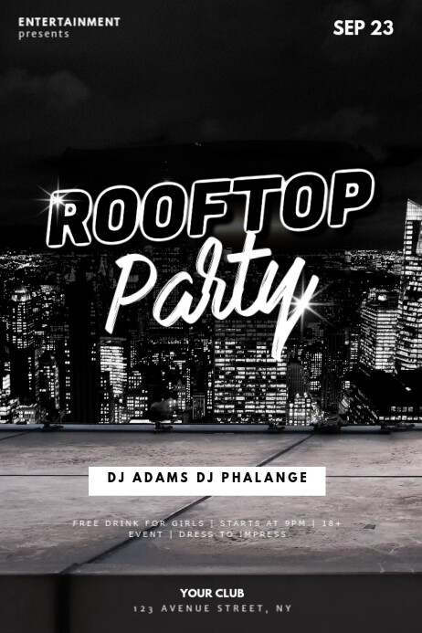 Black Rooftop Party Posters Template | PosterMyWall Black Rooftop Party Posters Template | PosterMyWall