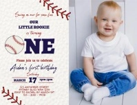 Rookie of the year Baseball Birthday Invitati Volante (Carta US) template