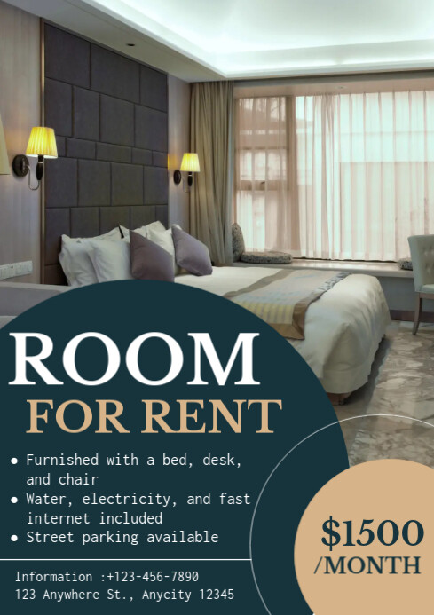 Room For Rent Flyer Template Room Rent Poster Template, Editable