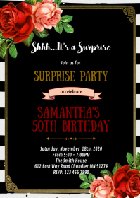 5 920 Floral 50th Birthday Invitation Customizable Design