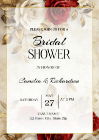 Rose Floral Bridal Shower Invitation A6 template