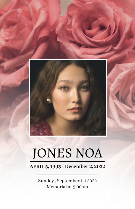 Rose floral Funeral Program Template | PosterMyWall