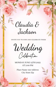 Rose Floral Wedding Invitation Template Halfbladsy Breed