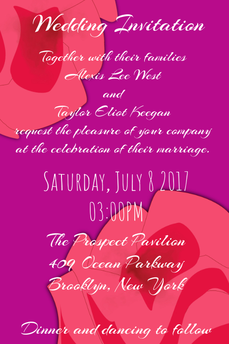 Rose Flower Inspired Wedding Invitation Poster template
