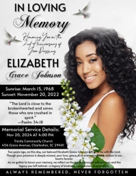 Rose Funeral Program, Women's Obituary, Celebration of Life Flyer (US Letter) template