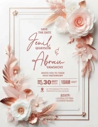 Rose Gold and White Wedding Invitation Flyer (US Letter) template