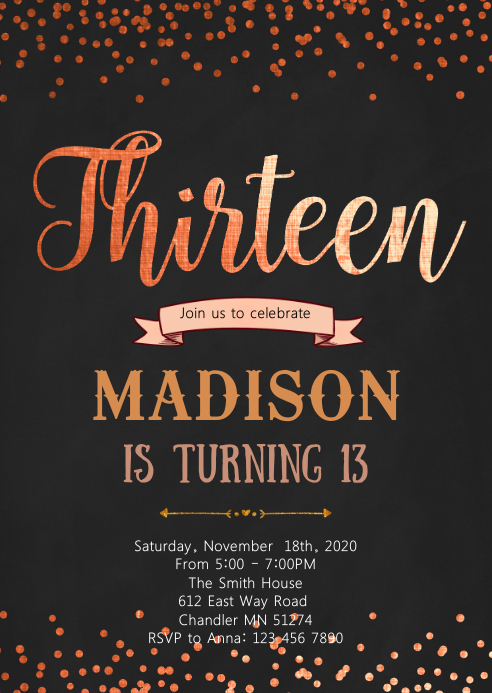 Modele Invitation 13e Anniversaire Feuille D Or Rose Postermywall Modele Invitation 13e Anniversaire Feuille D Or Rose Postermywall