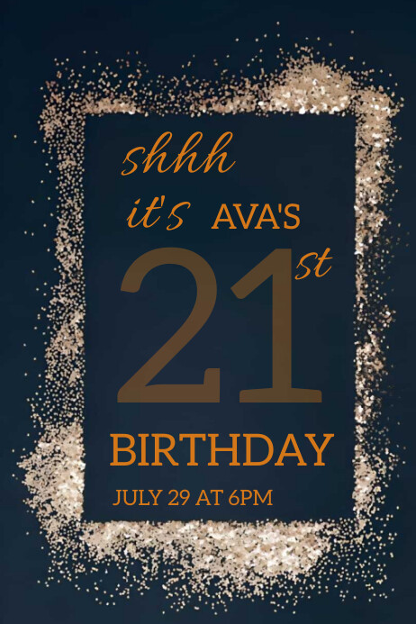 Rose Gold Giltter 21st Birthday invitation Poster template