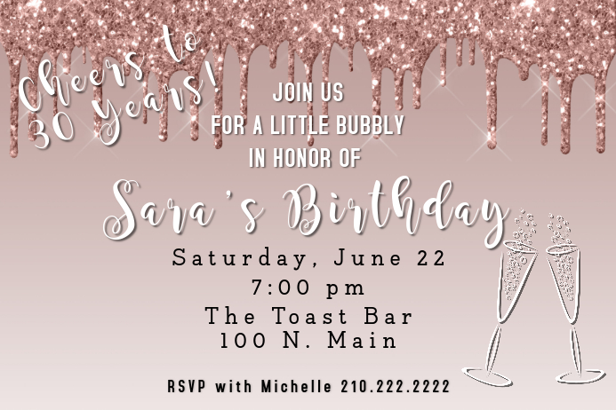 Rose Gold Glitter Invite Template Postermywall