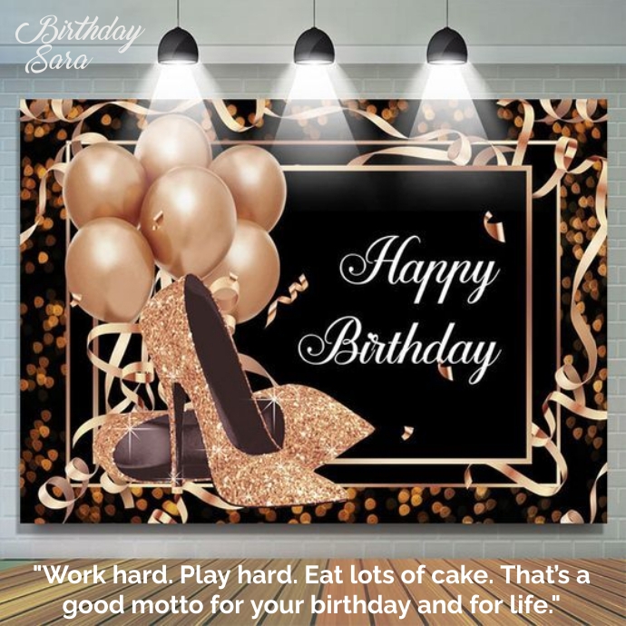 Rose Gold Glitter Themed Birthday Backdrop  , Logo template