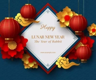 Rose Gold Happy Lunar New Year สามเหลี่ยมขนาดใหญ่ template