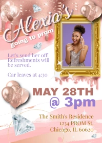 Rose Gold Prom Invite A6 template