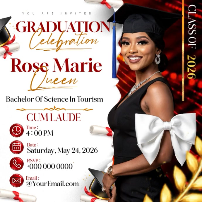 Rose marie queen: graduation celebration Template | PosterMyWall