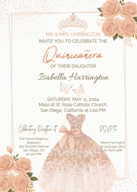 rose Quinceañera Invitation A6 template