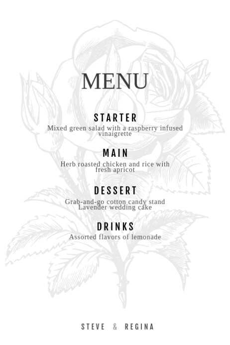 Rose Hochzeit Menu Design Vorlage Postermywall