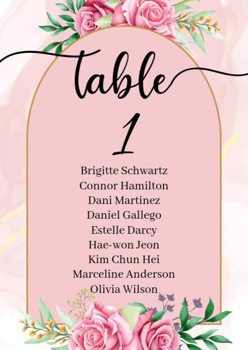 Rose Wedding Table Number Template | PosterMyWall Rose Wedding Table Number Template | PosterMyWall