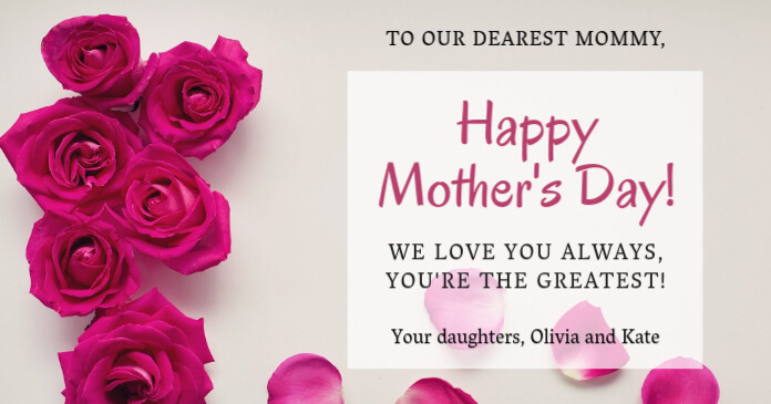 Roses Happy Mother's Day floral background Obraz udostępniany na Facebooku template