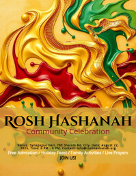 Rosh Hashanah Abstract Golden Flyer Template for Jewish New Year