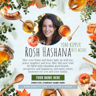 White Rosh Hashanah Greeting Publicación de Instagram Template