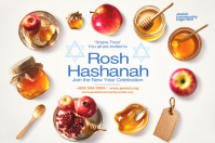 Hvid Rosh Hashanah Celebration โปสเตอร์ Template