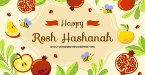 Orange Rosh Hashanah Celebration Изображение, которым поделились на Facebook Template