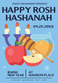 Blå Rosh Hashanah Celebration A3 Template