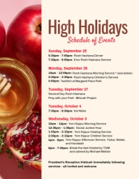 Rosh Hashanah High Holidays Schedule Template Volante (Carta US)
