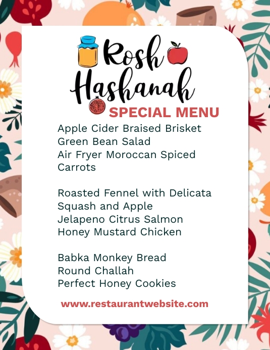 Rosh Hashanah Menu Template | PosterMyWall