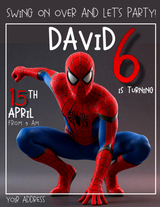 rosso Divertente Spider-Man Birthday Party Volantino Template ...