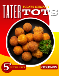 สีแดง Tater Tots Special Offer Flyer Template