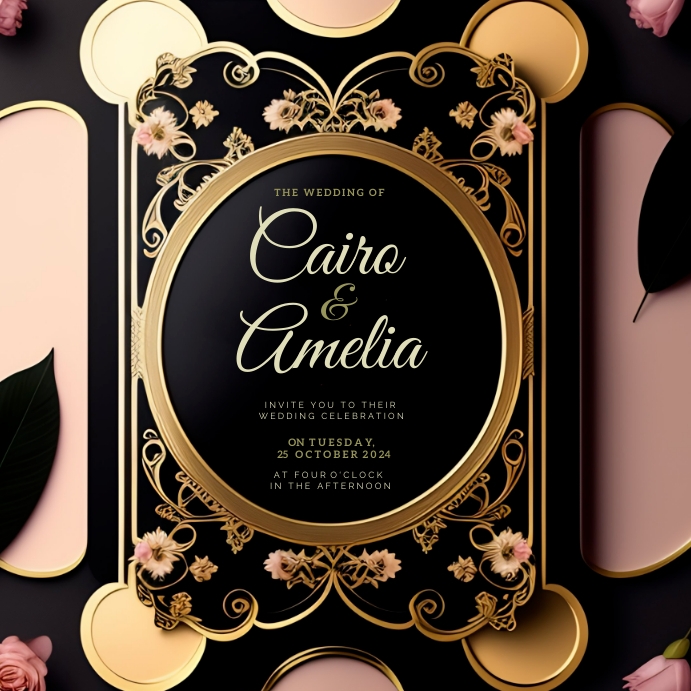 Round Gold Invitation Vierkant (1:1) template