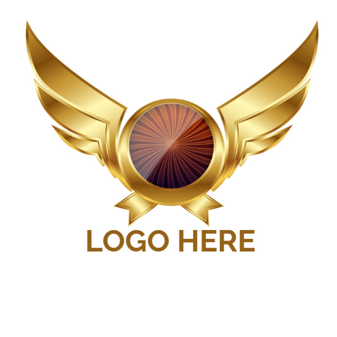 round medal with wings, Euclidean Wing Scalar, Golden Wing-LOGO template