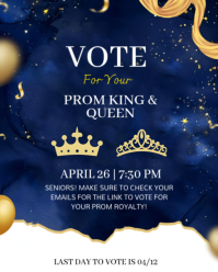 Royal Blue & Gold Prom King & Queen Voting Flyer | Senior Class Election Instagram Portrait template