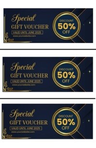Royal Blue Gold Gift Voucher Tabloid template