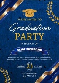 Royal Blue Graduation Party A6 template