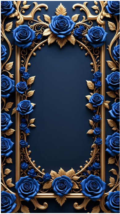Blue Roses Frame Powerpoint Royal blue rose frame Template | PosterMyWall