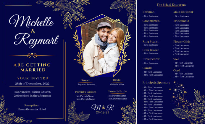 Royal Blue Wedding Invitation US Legal template