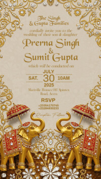 Royal Indian Wedding Invitation Digital Display (9:16) template