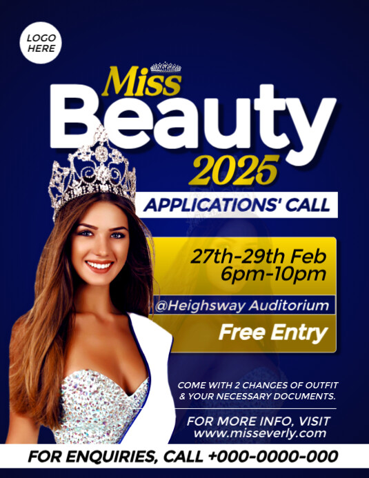 Pageant Screening Design Royal Professional Pageant Flyer Template | PosterMyWall
