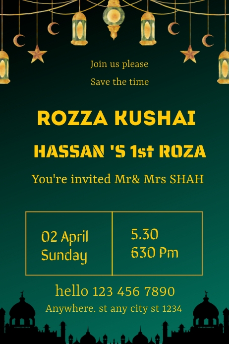Roza kushai poster template