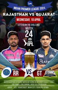 RR vs GT ipl match Poster Template Tabloid