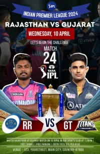 RR vs GT ipl match Poster Template Tabloïd
