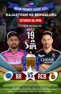 RR vs RCB ipl match Poster Template Tabloid