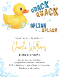 White First Birthday Invitation Volantino Template